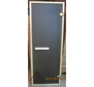Дверь для сауны 8х19 (матовая бронза, сосна, прямоугольная ручка)