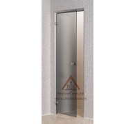 Дверь для турецкой парной Андрэс 7х19 (коробка алюминий, стеклянная, серая, левая)