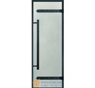 Дверь для сауны Harvia LEGEND 9х21 (стеклянная, сатин, черная коробка сосна), D92105МL