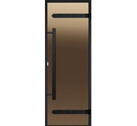 Дверь для хаммам Harvia LEGEND 9х19 (бронза, черная коробка алюминий), DA91901L
