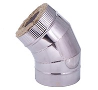 Отвод с изоляцией D115/215 мм угол 45 (нерж. 0,5/0,8 мм AISI 304 внутри) - фото