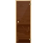 Дверь для бани АКМА Light Кноб 7х19 (бронза, 6 мм, коробка сосна, арт. 220Р)
