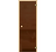 Дверь для бани АКМА Light Кноб 7х19 (матовая бронза, 6 мм, коробка хвоя, арт. 221Р)