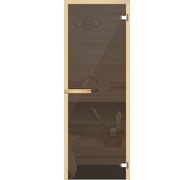Дверь для сауны АКМА Aspen M 7х19 (серое, 8 мм, коробка осина, арт. 214M)