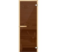 Дверь для бани АКМА Linden M 7х19 (бронза, 8 мм, коробка липа, арт. 215M)