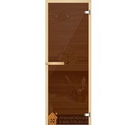 Дверь для сауны и бани АКМА Linden M 6х18 (бронза, 8 мм, коробка липа, арт. 229M)