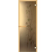 Дверь для бани АКМА АРТ с Фьюзингом БАМБУК 7х19 (8 мм, коробка осина)