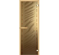 Дверь для бани АКМА АРТ с Фьюзингом САХАРА 7х19 (8 мм, коробка осина)