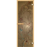 Дверь для бани АКМА АРТ с Фьюзингом КУПАЛЬЩИЦА-1 7х19 (8 мм, коробка осина)