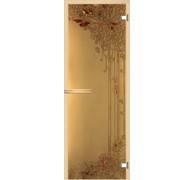 Дверь для бани АКМА АРТ с Фьюзингом ВЕСНА 7х19 (8 мм, коробка осина)