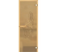 Дверь для бани АКМА Арт с Гравировкой НИМФА 7х19 (8 мм, коробка осина)