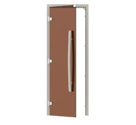 Дверь для бани Sawo 741-3SGA-L-1 (7х19, бронза, левая, без порога, с вертикальной ручкой, осина)
