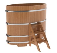 Купель для бани из дуба овальная 0,92х1,66 м (натуральный дуб, полимерное покрытие, H = 1,4 м) - фото