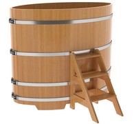 Купель для бани из лиственницы овальная 1,02х1,68 м (натуральная, полимерное покрытие, H = 1,4 м) - фото