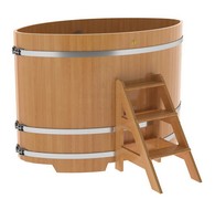 Купель для бани из лиственницы овальная 1,12х1,83 м (натуральная, полимерное покрытие, H = 1,2 м) - фото