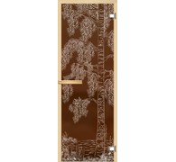Дверь для сауны АКМА Арт-серия GlassJet ДЕРЕВО С ВОДОЙ 7х19 (коробка липа сращенная)