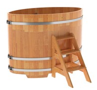 Купель для бани из сращенной лиственницы овальная 1,02х1,68 (натуральная, Н = 1,2 м) - фото