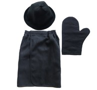 Комплект банный Linen Steam Уголь (шапка, рукавица, килт)